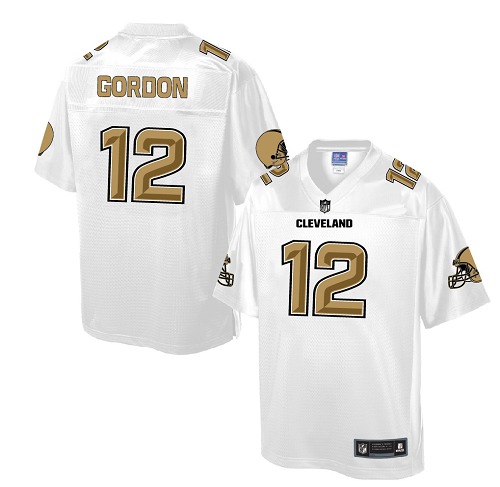 Men's Game Josh Gordon Nike Jersey White - #12 Pro Line Fashion NFL Cleveland Browns